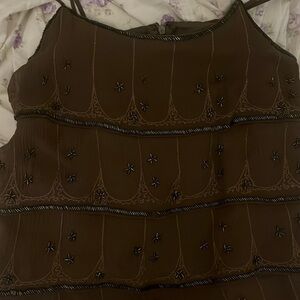 Adorable beaded green tank top